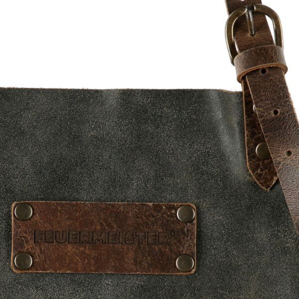 FEUERMEISTER® Grembiule in pelle antica o nappa con tasche e logo Grillstore