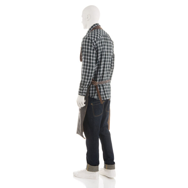 FEUERMEISTER® Grembiule in pelle antica o nappa con tasche e logo Grillstore