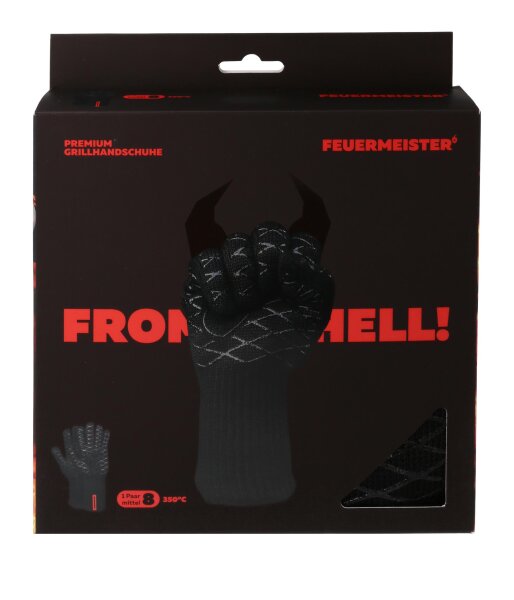 FEUERMEISTER® Guanti da barbecue Premium in nero in fibra aramidica / Nomex 12